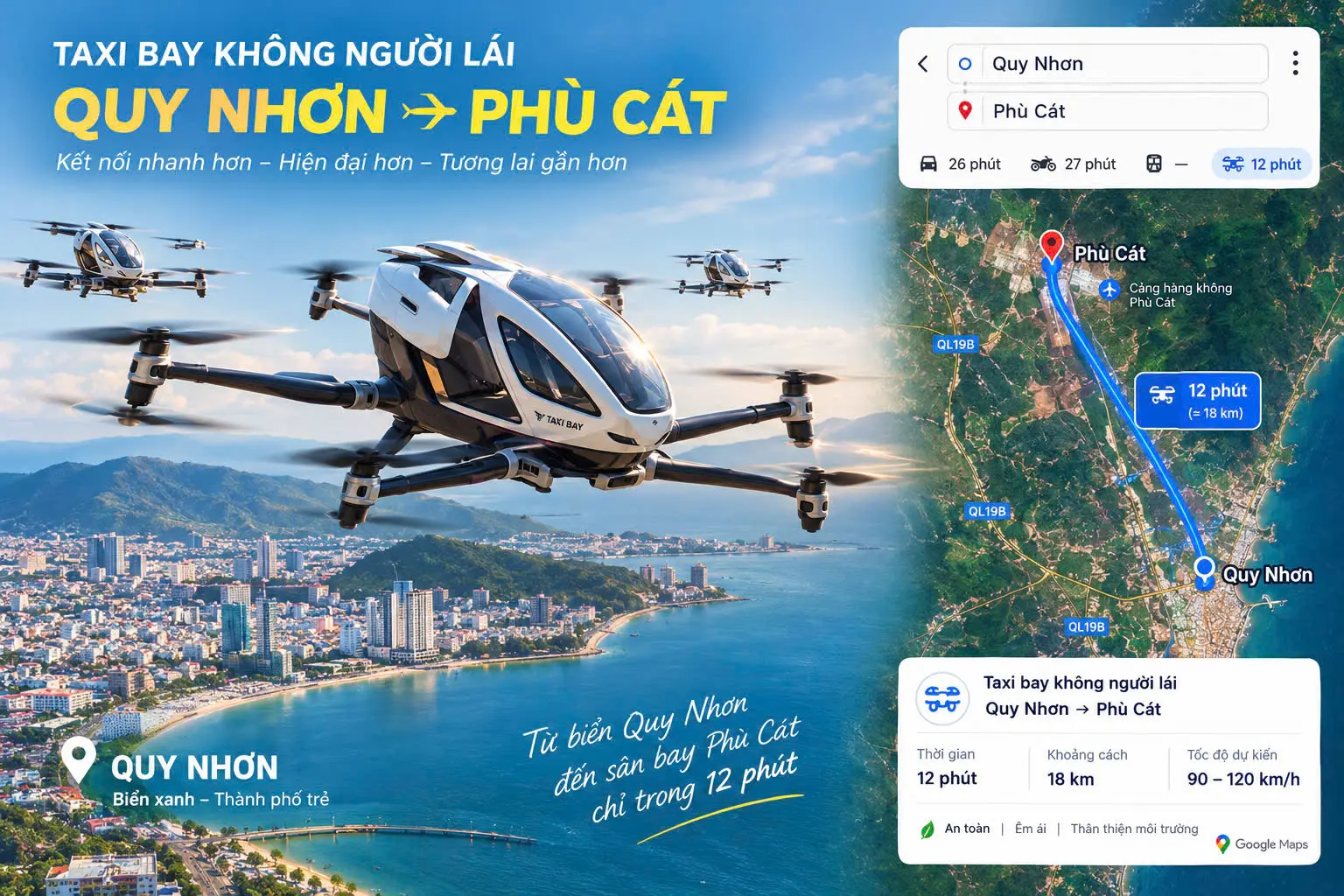 Đề xuất thí điểm taxi bay không người lái khu vực biển Quy Nhơn