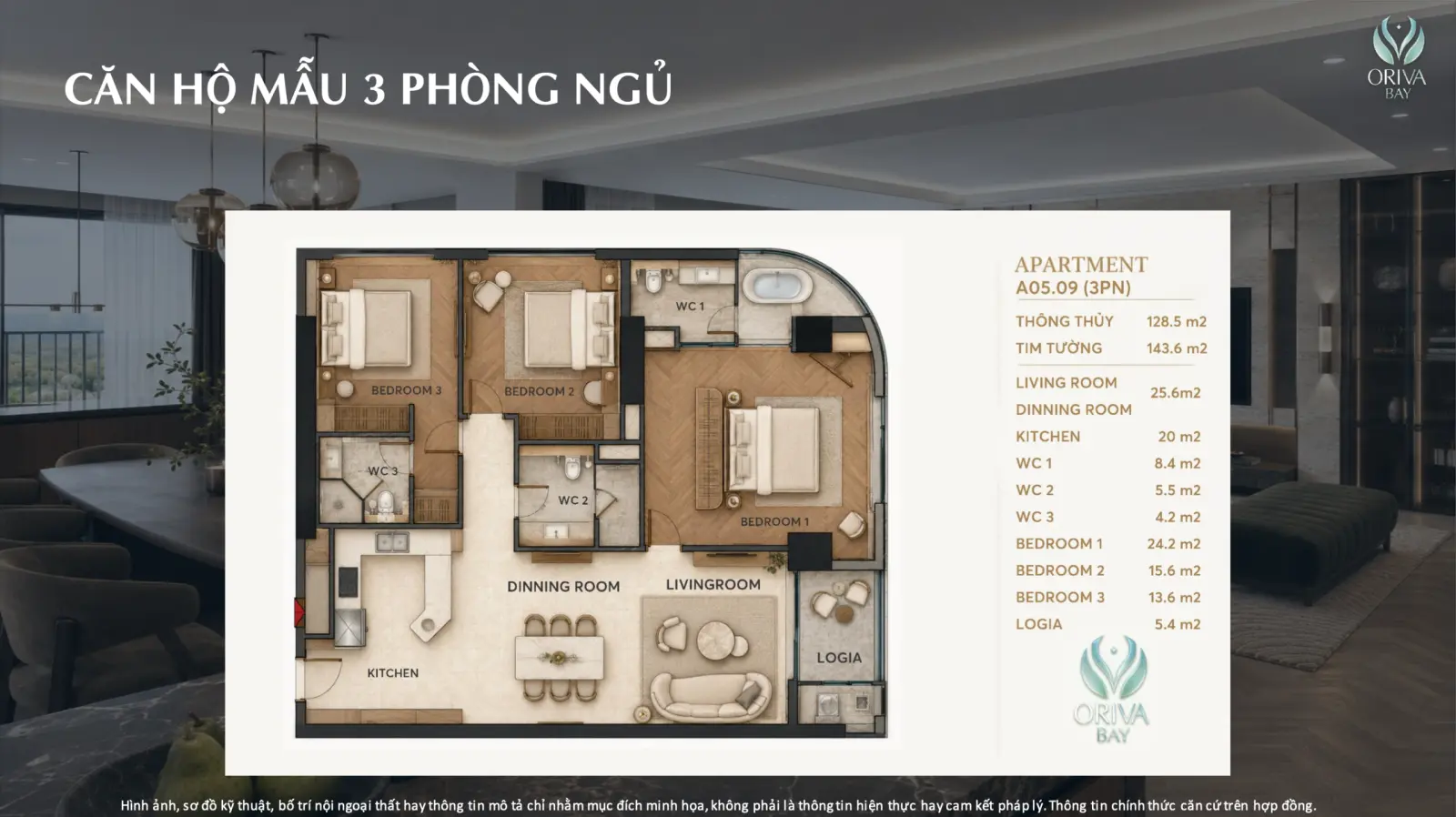 căn hộ 3 phòng ngủ orivabay quy nhơn